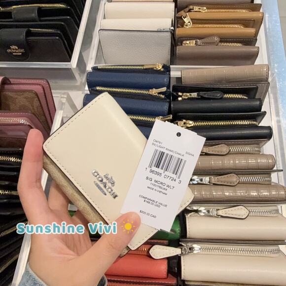 NWT Coach Micro Wallet In Signature Canvas CM761 SV/LIGHT KHAKI/CHALK - Picture 5 of 7